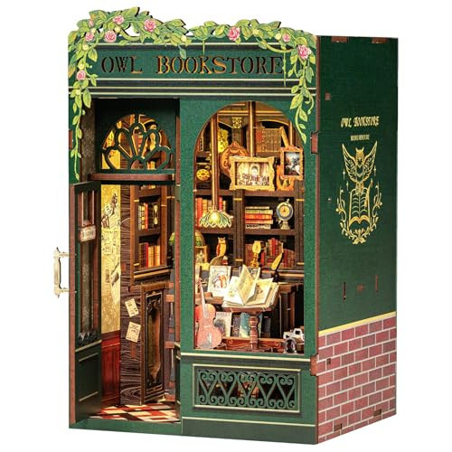 CUTEBEE Book Nook Kit - DIY Miniature House Kit for Adults, Teens and Beginners, Dollhouse Booknook Library Tiny House Bookshelf Decor 3D Wooden Puzzle, Gifts for Family, Friends (Owl Bookstore) | Amazon (US)