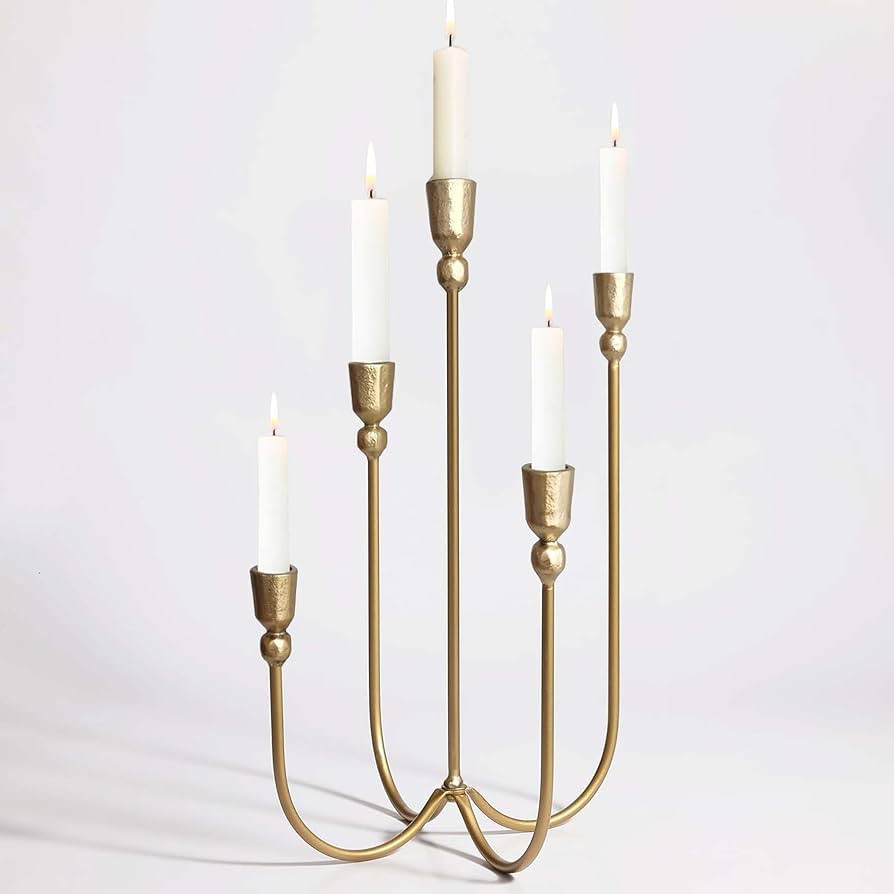 5-Candle Metal Candelabra Candlestick Holders - Tall Candle Holder Wedding Event - Dinner Candle ... | Amazon (US)