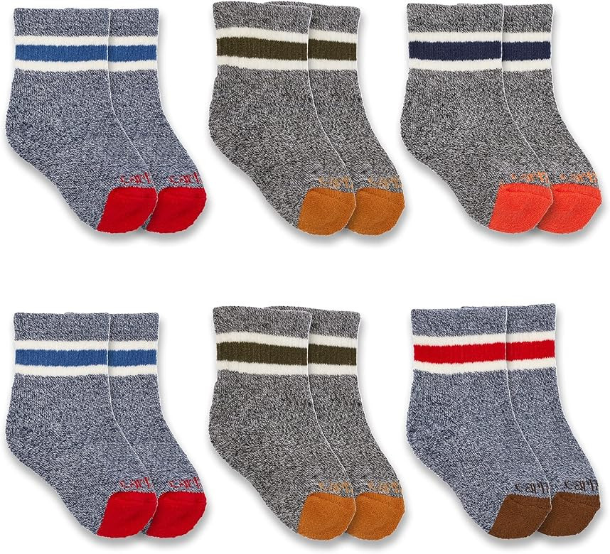 Carhartt Boys' Midweight Camp Crew Sock 6 Pack | Amazon (US)