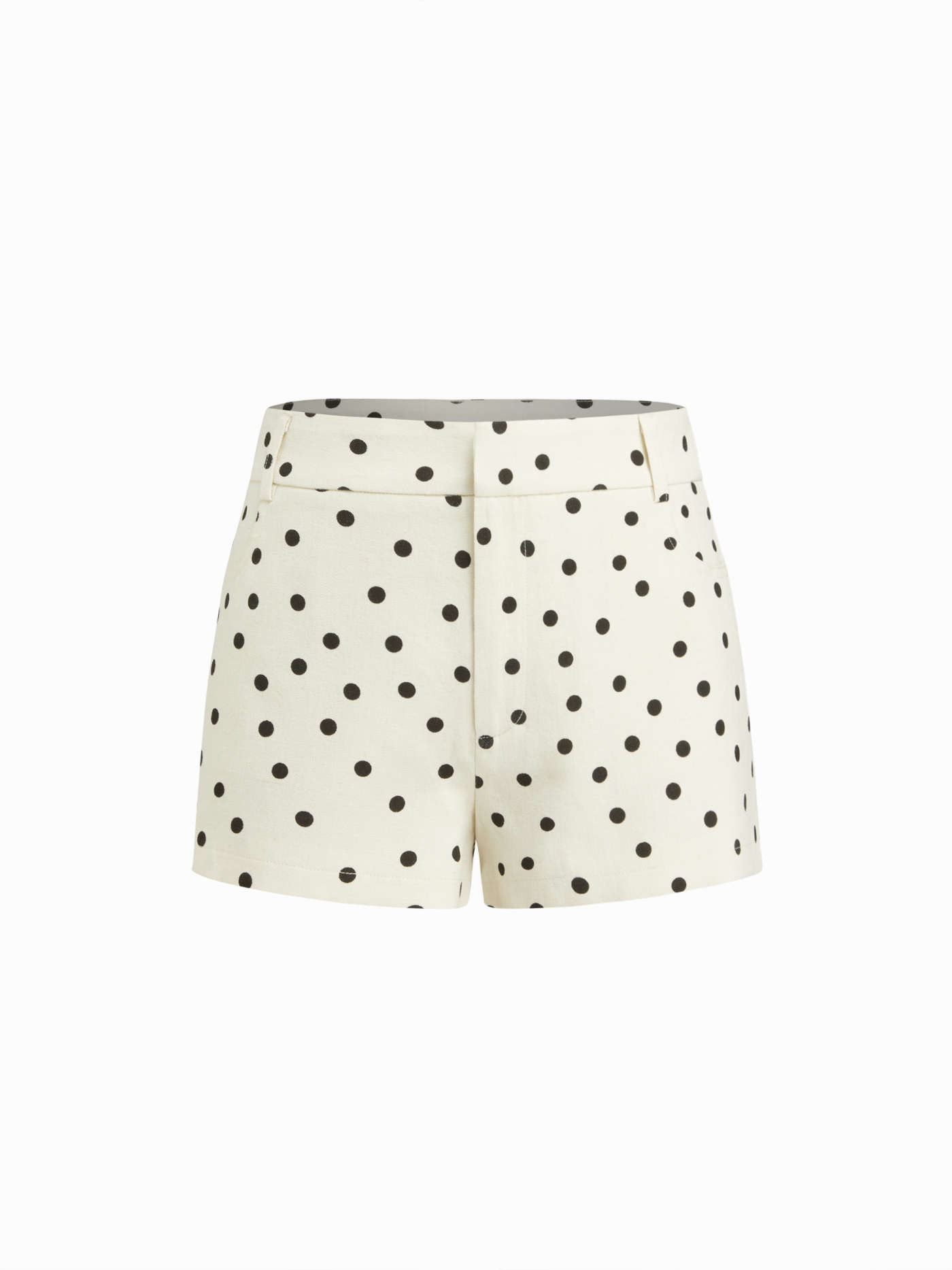Linen-blend Low Rise Polka Dot Button Micro Shorts | Cider