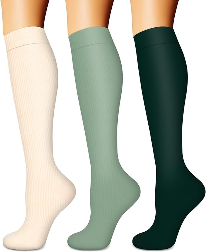 BLUEENJOY Compression Socks for Women & Men (3 pairs) - Best Support for Nurses, Running, Hiking,... | Amazon (US)