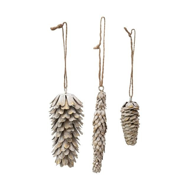 Metal Pinecone Ornament Set of 3 | Nigh Road