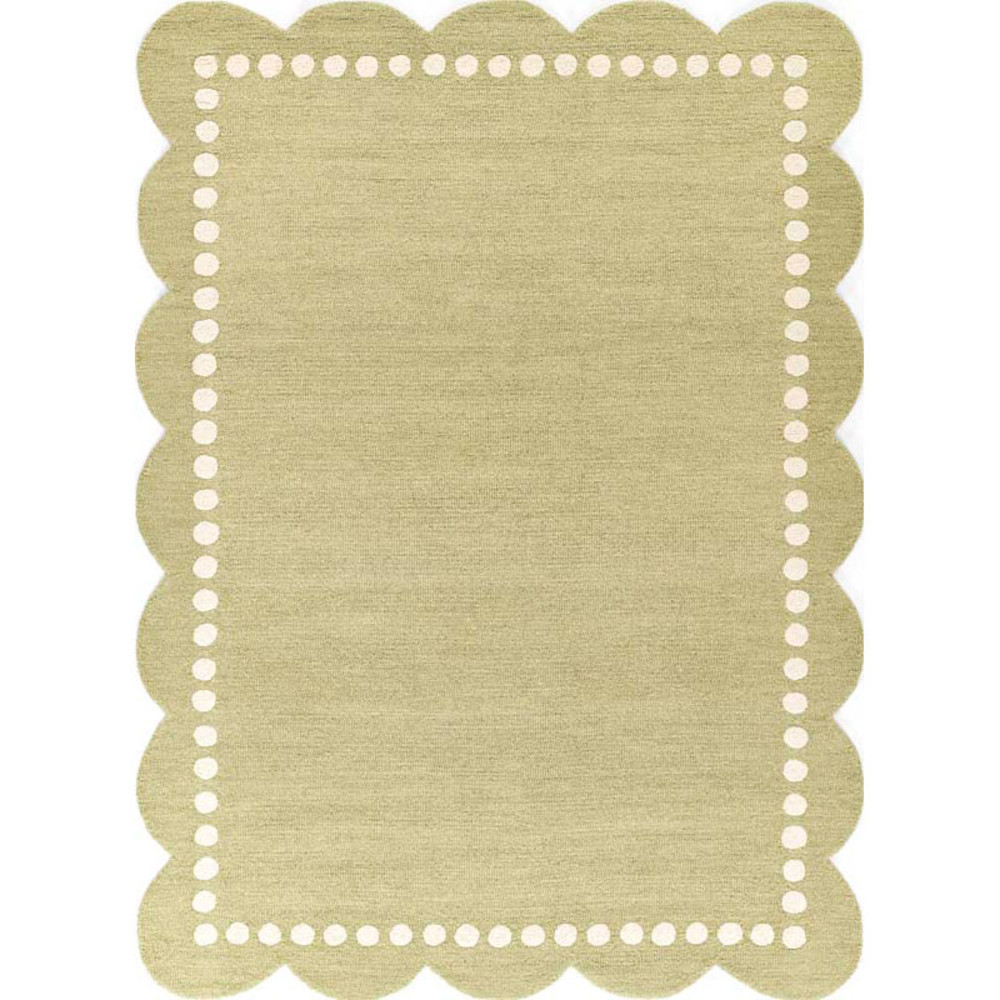 Scallop Dotted Border Hand Tufted Wool Rug - Green, 2' x 3' | The Company Store