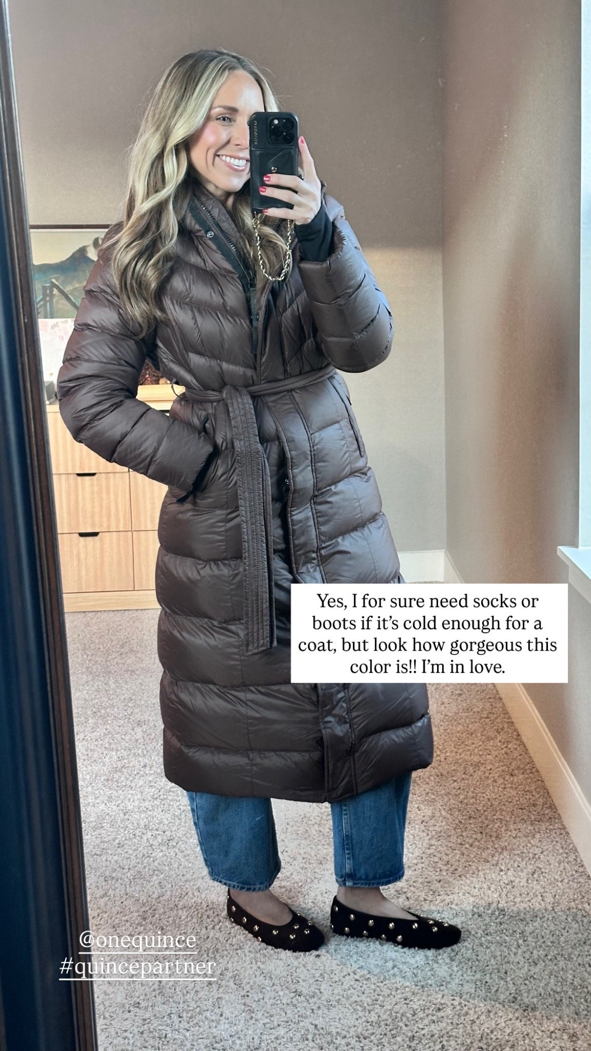 These Quince winter basics are soooo good! I love classic timeless pieces and these check all the boxes + are a crazy good price for the quality. 💁‍♀️👌

T-shirt: TTS
Sweater: I went up two full sizes for a more relaxed fit 
Coat: TTS 

@onequince #quincepartner 