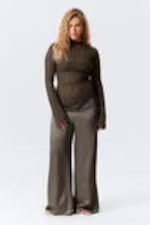 Draped Wide-Leg Satin Trousers | Weekday