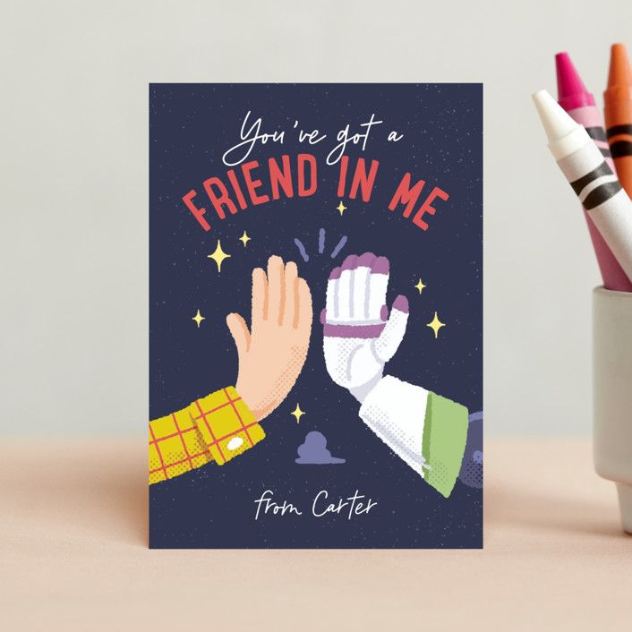 "Disney and Pixar friendship story" - Customizable Classroom Valentine's Cards in Blue by Leia Ma... | Minted