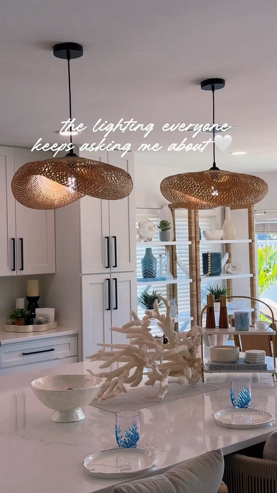 The lighting everyone keeps asking me about 🕊️✨

These woven pendants + beaded chandelier completely transformed this kitchen 🤍
Warm, coastal-luxe, and the perfect mix of elevated and cozy.

I swear lighting changes EVERYTHING 🌴☀️

@Wayfair

#LTKdayinmylife #LTKSaleAlert #LTKHome