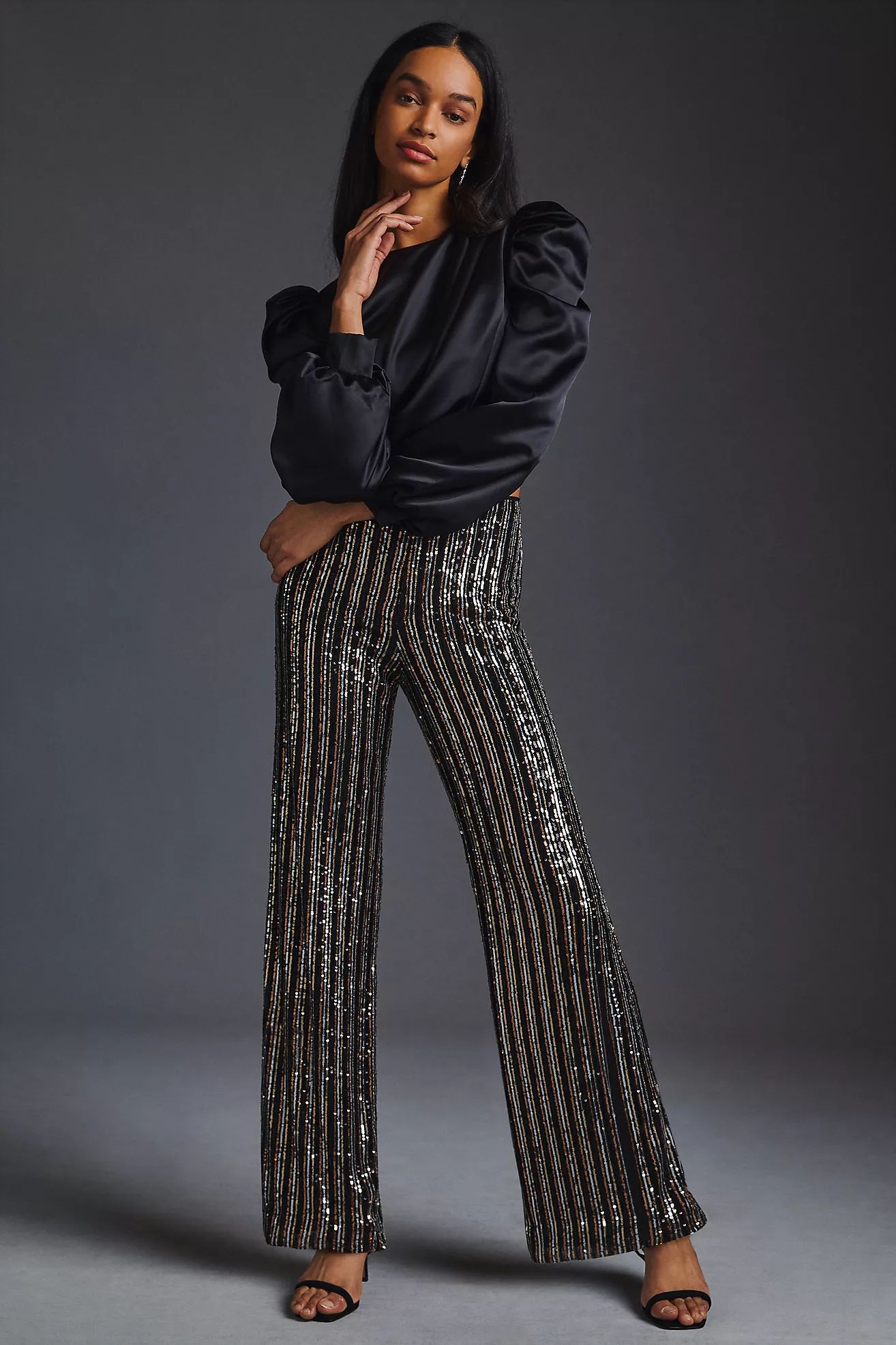 Maeve Sequin Flare Pants | Anthropologie (US)