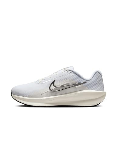 Nike Women's Downshifter 13 Road Running Shoes, White/White-Platinum Tint, 8.5 Extra Wide | Amazon (US)