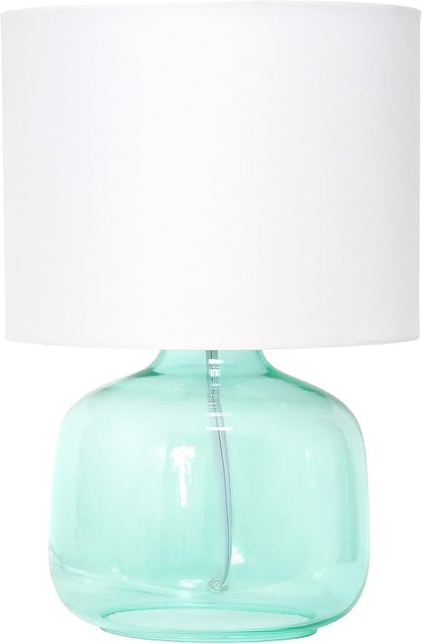 Simple Designs LT2064-AOW Glass Raindrop Fabric Shade Table Lamp, Aqua/White | Amazon (US)