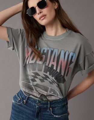 AE Oversized Mustang Graphic T-Shirt | American Eagle Outfitters (US & CA)