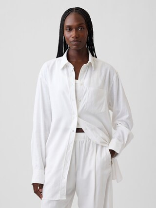 Linen-Blend Oversized Tunic Shirt | Gap (CA)