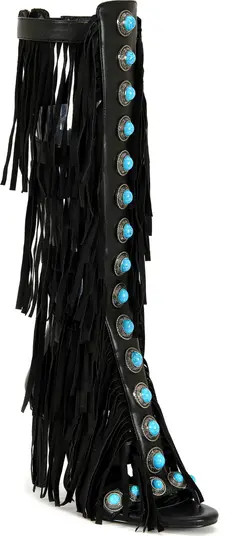Amadeo Knee High Fringe Sandal (Women) | Nordstrom