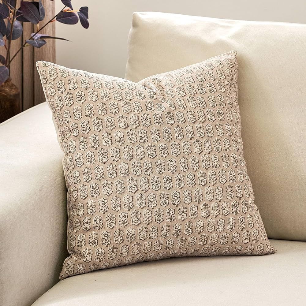 DOMVITUS Floral Pillow Covers, 24x24 Pillow Covers, Couch Pillows for Living Room, Decorative Far... | Amazon (US)