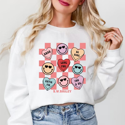 S.W.Smiley Candy Heart Smile Solid -  Women's Graphic Sweatshirt | Target