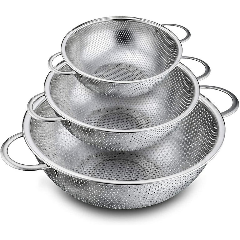 VeSteel Colander Set of 3, Stainless Steel Micro-Perforated Colanders Strainers for Draining Rins... | Walmart (US)