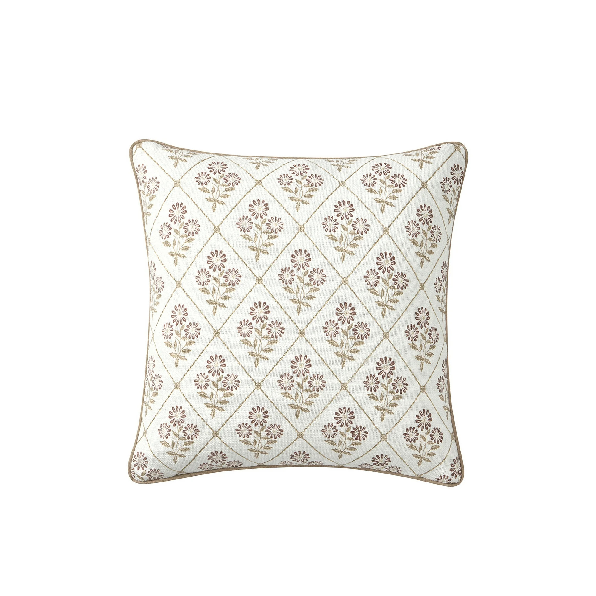 My Texas House 18" x 18" Camilia Dusty Mauve Floral Diamond Decorative Pillow Cover | Walmart (US)