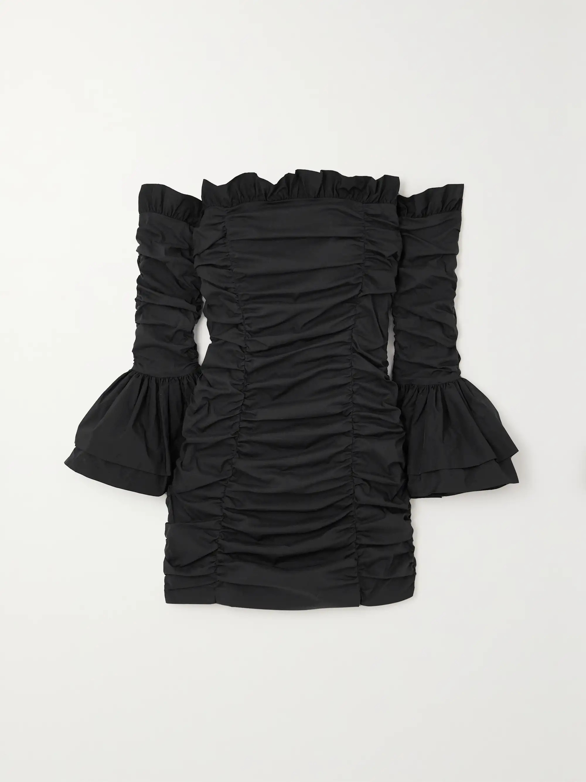 ROTATE BIRGER CHRISTENSEN Off-the-shoulder ruffled cotton-blend poplin mini dress | NET-A-PORTER | NET-A-PORTER (US)