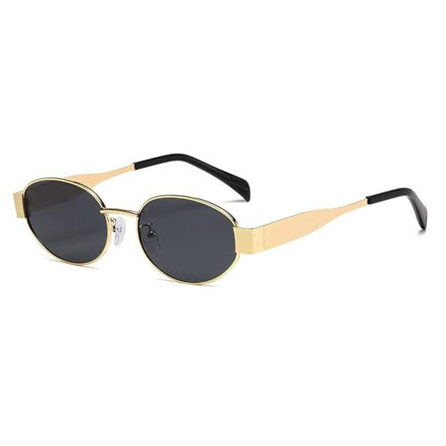 REELORATTA Retro Gold Oval Sunglasses for Women Men Trendy Metal Frame Sun Glasses Classic 90s Vintage Shades Fashion | Amazon (US)