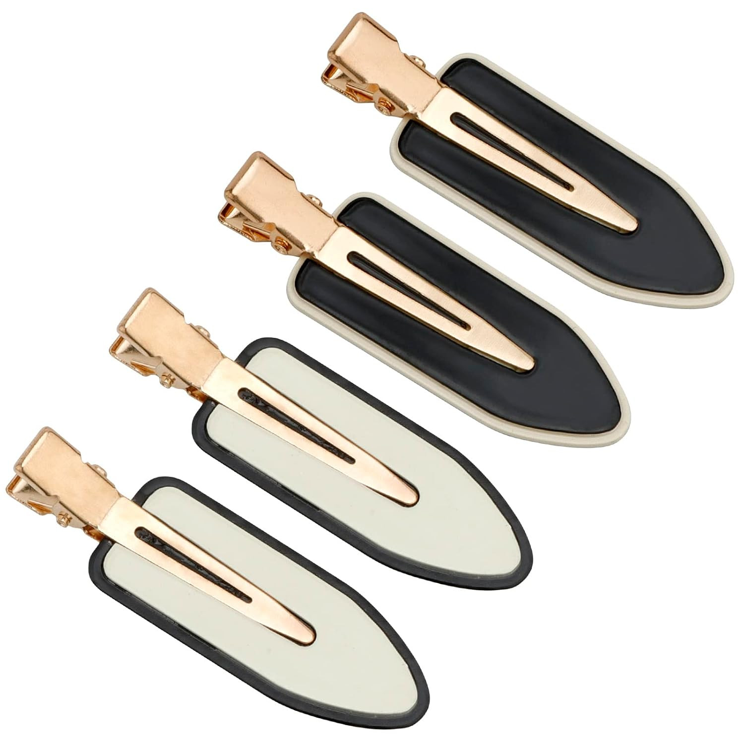 AMCAMI 4 PCS No Crease Hair Clips-No Bend Hair Clips for Styling Classic Black & White Flat Clip No Dent Alligator Hair Barrettes for Hairdressing Bangs Waves Woman Girl Makeup Application | Amazon (US)