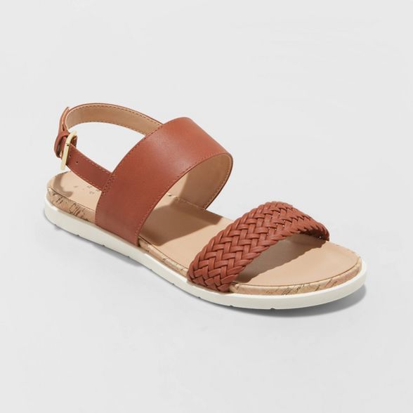 Women's Malia Two Strap Ankle Sandals - A New Day™ Cognac | Target