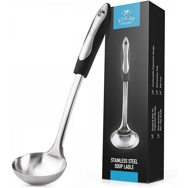 Zulay Kitchen Stainless Steel Soup Ladle For Cooking, Gravy, Sauces, and More - Walmart.com | Walmart (US)