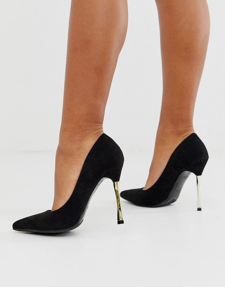 Glamorous black pumps with gold statement heel | ASOS (Global)