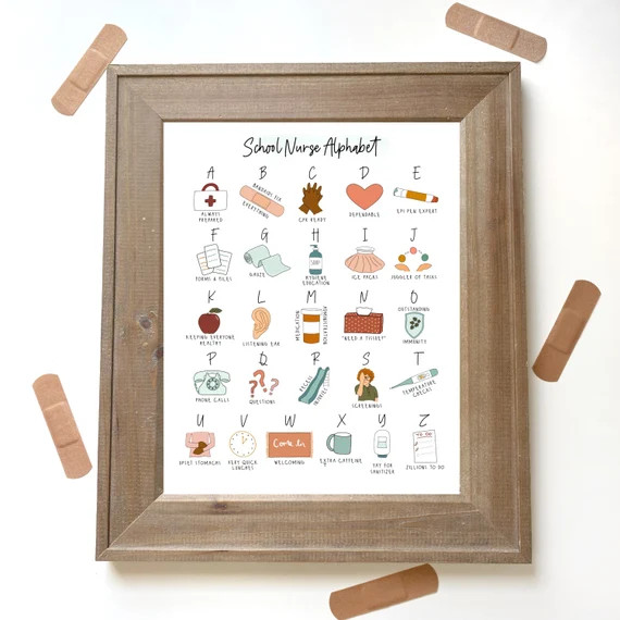 School Nurse Alphabet Print - school nurse gift nursing nurse wall office decor school nurse art ... | Etsy (US)