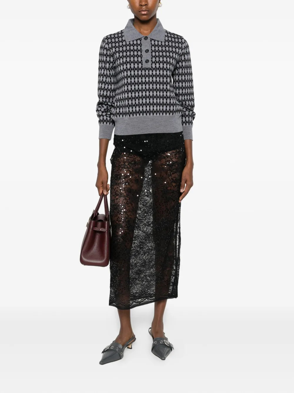 Patrizia Pepe Sequin Lace Skirt  | Black | FARFETCH UK | Farfetch Global
