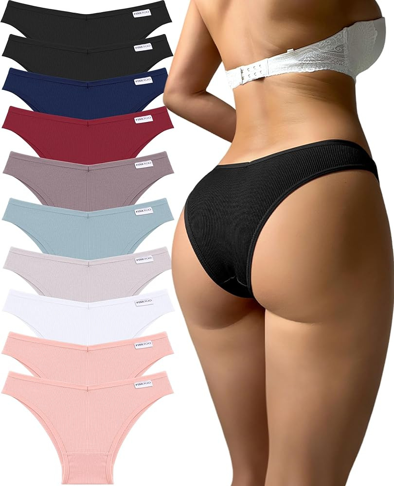 FINETOO Womens Cotton Underwear Sexy Stretch Bikini Panties Low Rise Hipster Ladies Soft V-Waist ... | Amazon (US)
