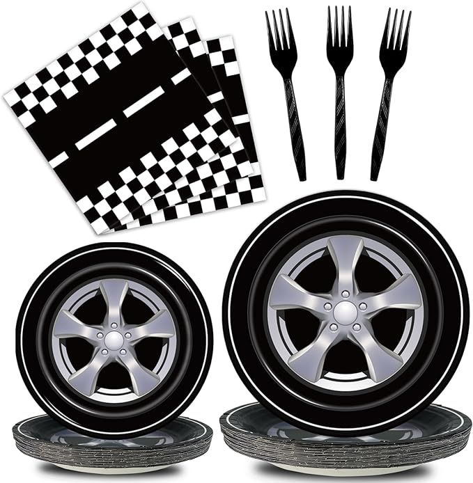 96 Pcs Race Car Party Plates and Napkins Sets, Racing Car Race Track Party Supplies Decorations R... | Amazon (US)