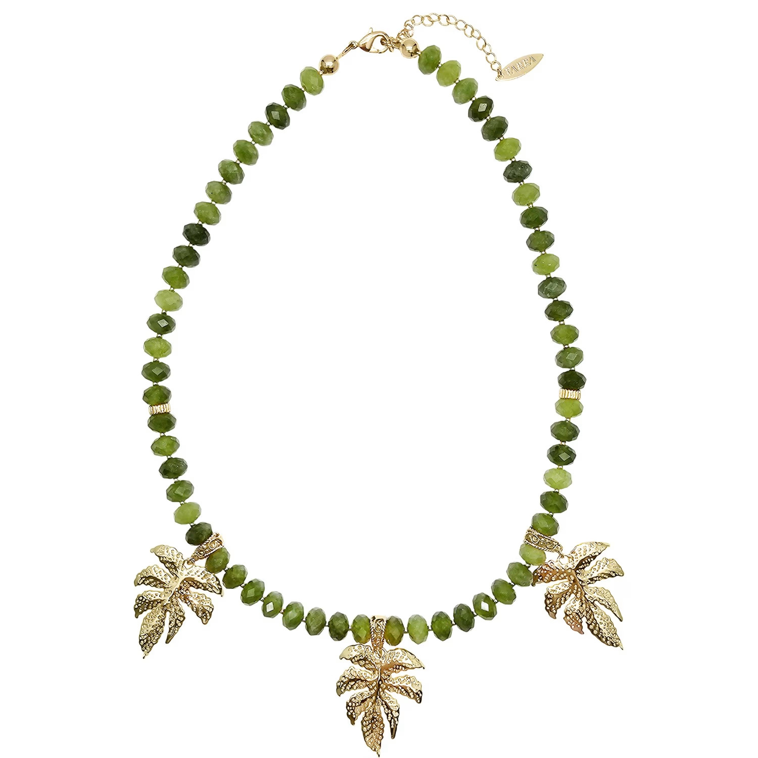 Green Jade With Leaves Pendant Statement Necklace | Wolf & Badger