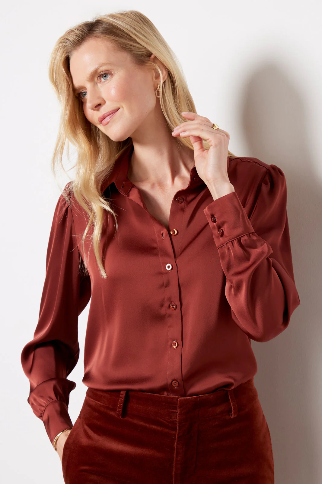 Kristi Satin Shirt | Evereve