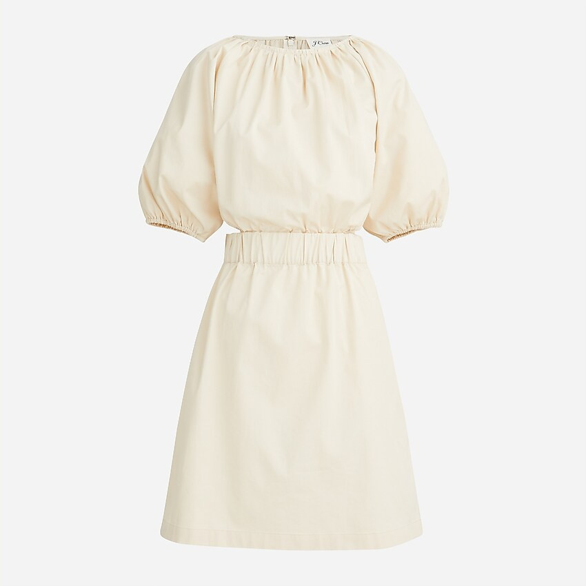 Puff-sleeve side-cutout mini dress in lightweight chino | J. Crew US