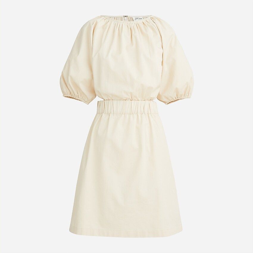 Puff-sleeve side-cutout mini dress in lightweight chino | J.Crew US