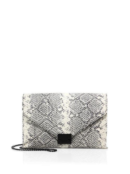 Snakeskin-Embossed Leather Envelope Lock Clutch | Saks Fifth Avenue