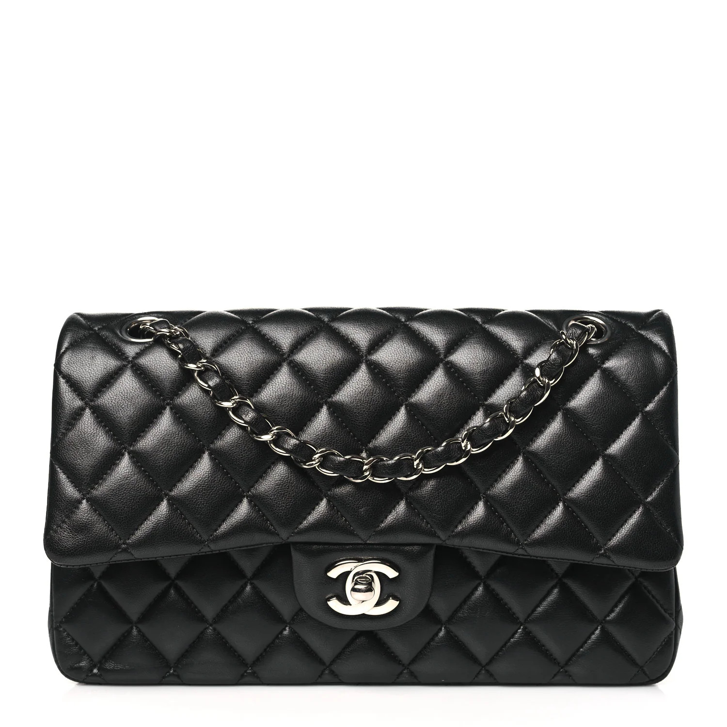 Lambskin Quilted Medium Double Flap Black | FASHIONPHILE (US)