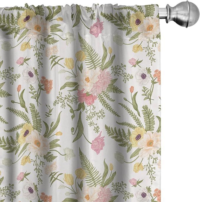 Ambesonne English Garden Curtains, Repetitive Floral Pattern with Vintage Different Flowers Bouqu... | Amazon (US)