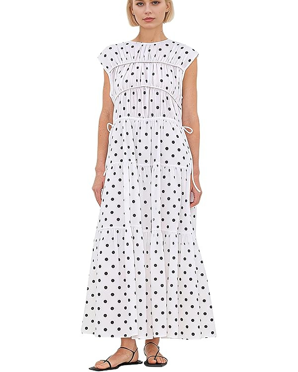 calbatic Women Pleated Ruched Tiered Maxi Dress Sleeveless Patchwork Ruffle Hem A Line Flowy Summ... | Amazon (US)