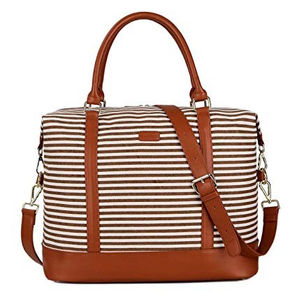 BAOSHA HB-28 Ladies Women Canvas Travel Weekender Overnight Carry-on Shoulder Duffel Tote Bag Wit... | Amazon (US)