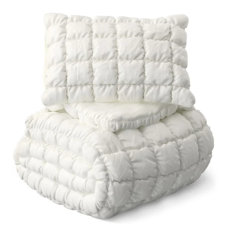 Mainstays Kids White Solid Puffy Comforter Set, Twin, 2 Pieces | Walmart (US)