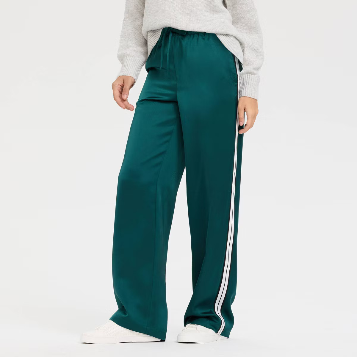 Women's High-Rise Wide Leg Satin Track Pull-On Pants - A New Day™ | Target