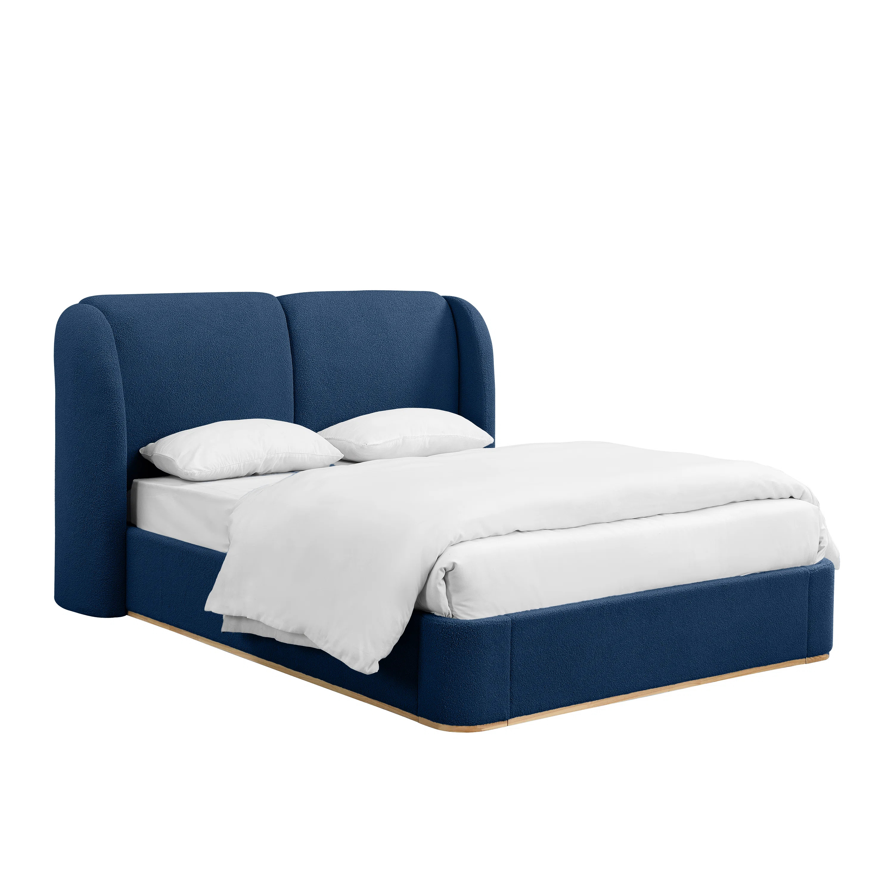 Henry Boucle Upholstered Platform Bed With Headboard & Wooden Slats | Wayfair North America