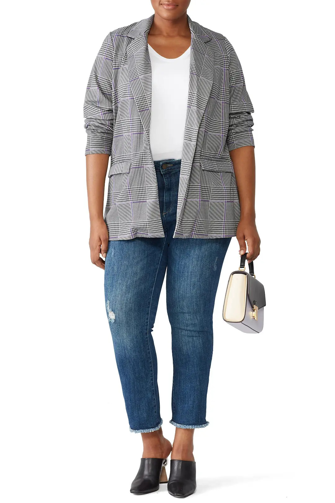 JUNAROSE Fans Checked Blazer | Rent The Runway