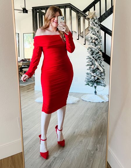 Love this red dress from amazon! Great for the holidays! Wearing size large. Holiday outfit. Holiday dress. Party outfit. 

#LTKHoliday #LTKunder50 #LTKstyletip