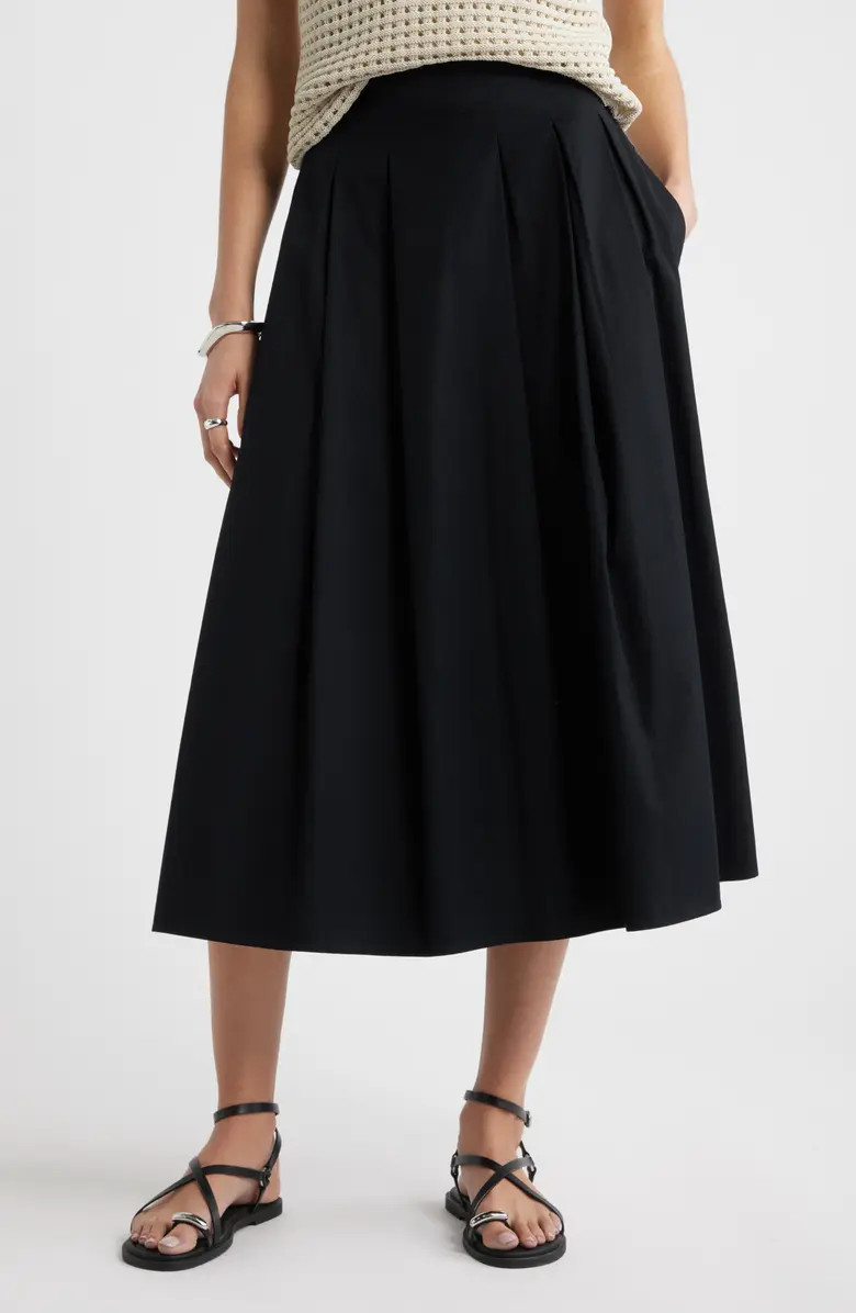 Pleated Cotton Poplin Skirt | Nordstrom