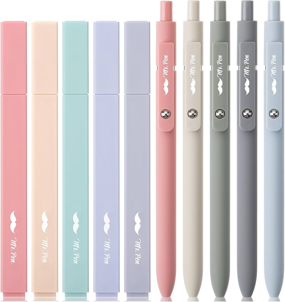 Mr. Pen- Aesthetic Highlighters and Gel Pens No Bleed, 10 Pack, Morandi Color Bible Highlighters ... | Amazon (US)