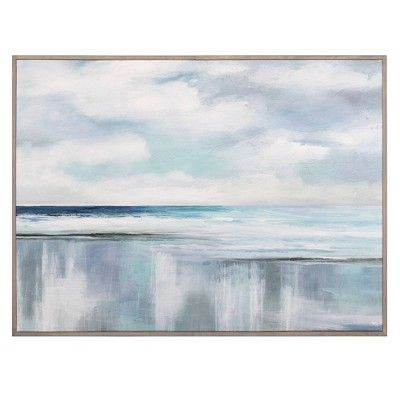 30" x 40" Cyan Sunrise by Nan Wrapped Framed Canvas Painting Blue - Fine Art Canvas | Target