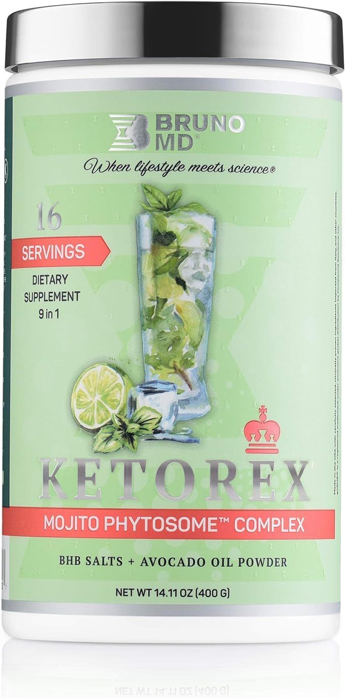 Bruno MD Ketorex Mojito Flavor- Exogenous Ketone BHB Salts + Avocado Oil Powder, with Clinically-... | Amazon (US)
