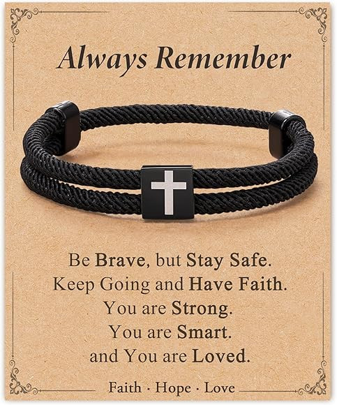 Shonyin Boys Valentines Gifts, Faith Cross Bracelet for Teenage Boy, Ideal Gift for Son, Grandson... | Amazon (US)